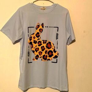 Paris A Fashion Women’s Pale Blue Embellished T Shirt NWT